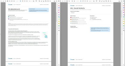 Software interface with AI detection and similarity analysis results on a computer screen
