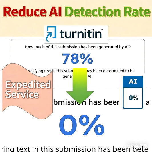 Expedited Turnitin AI humanizer reducing a 78% score to 0% to safely humanize AI text, bypass Turnitin.